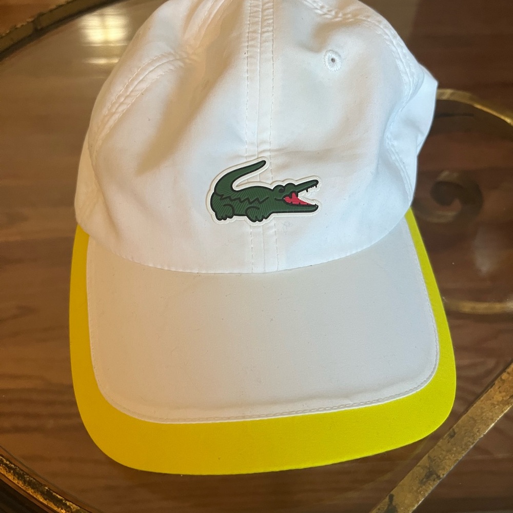 Lacoste White Cap with Yellow Brim